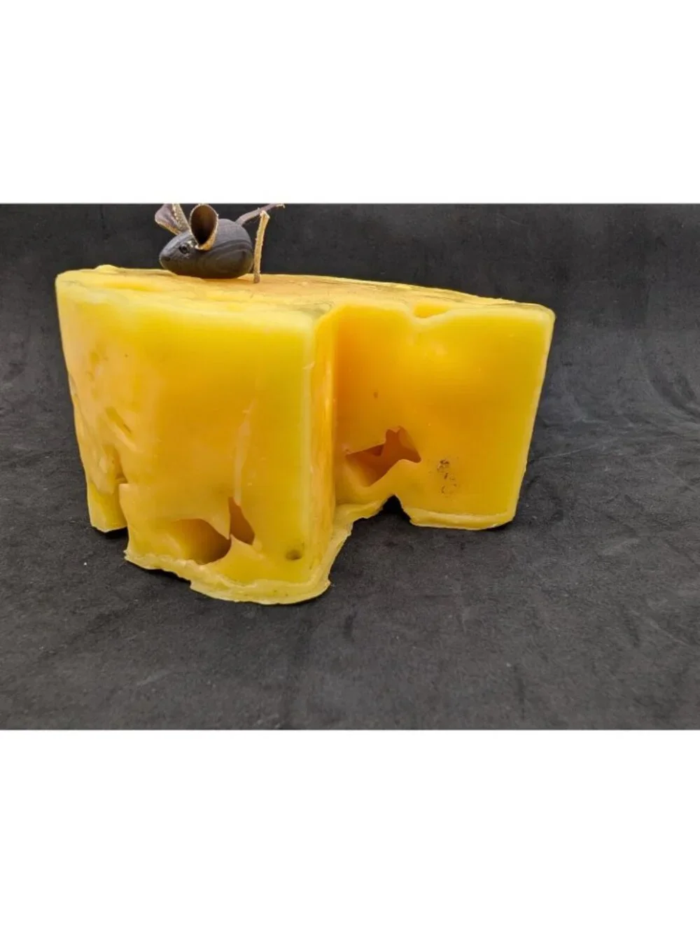 Vintage Handcrafted Cheese With Mouse Yellow Candle New 4.75